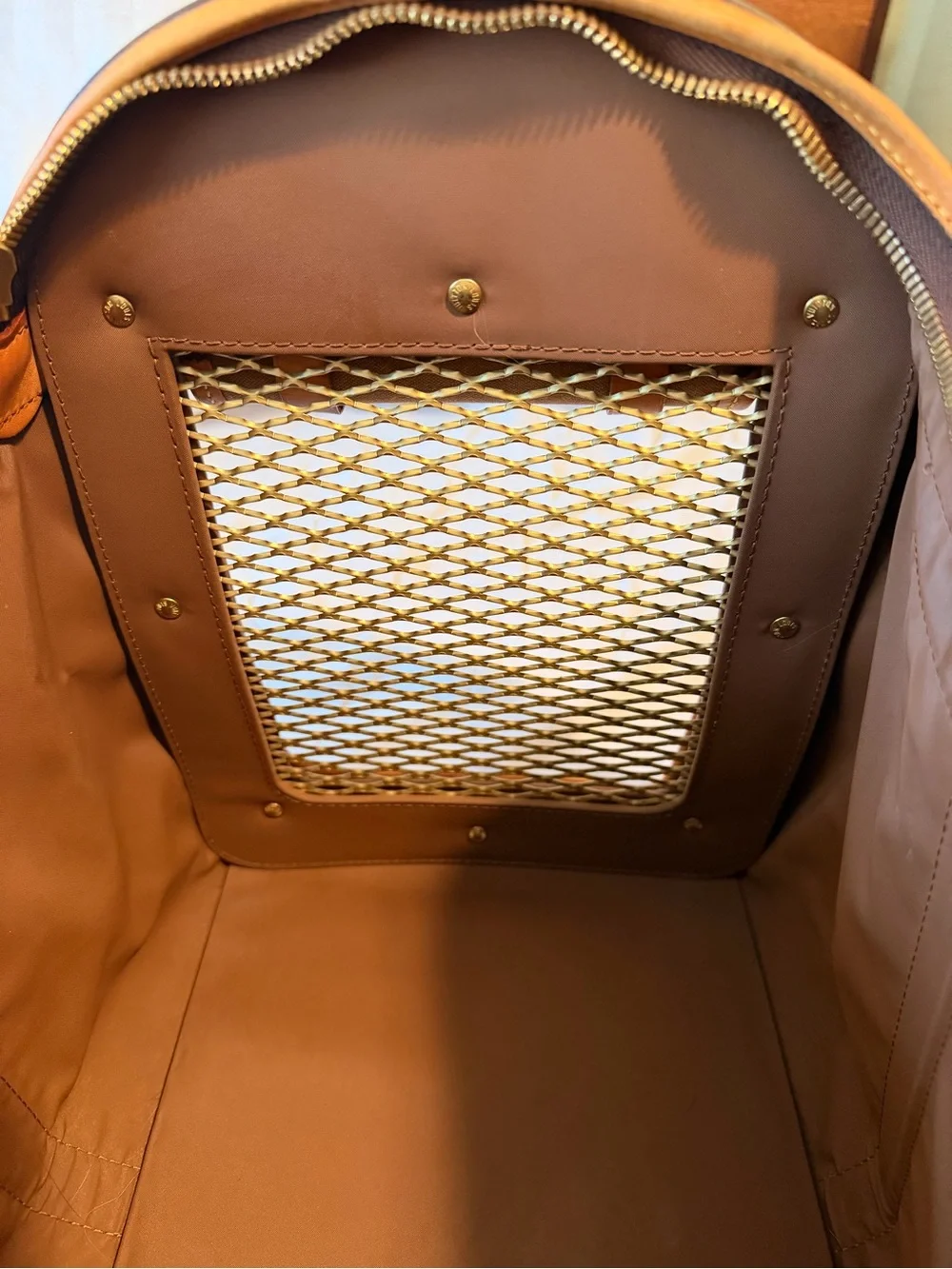 Louis Vuitton Brown Monogram Canvas Pet Carrier with Tan Leather Trim